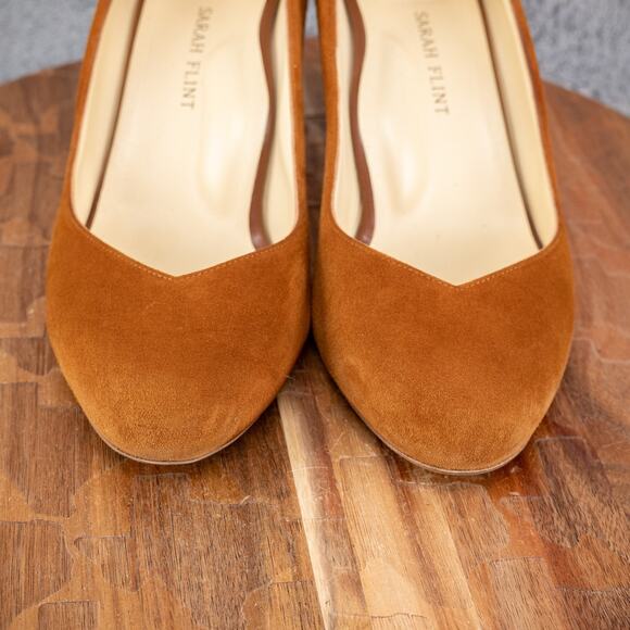 Sarah Flint Cognac Suede perfect round toe pump 70 size 41 - Picture 2 of 8